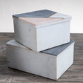 Orsina Kira Small Square White Marble Trinket Box with Stone Inlay