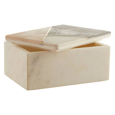 Orsina Kira Large Marble Trinket Box – White & Pink Stone Jewelry Case