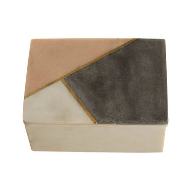 Orsina Kira Large Marble Trinket Box – White & Pink Stone Jewelry Case