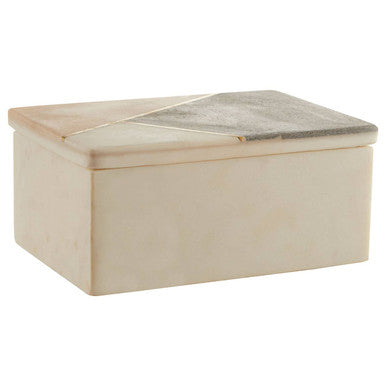 Orsina Kira Large Marble Trinket Box – White & Pink Stone Jewelry Case