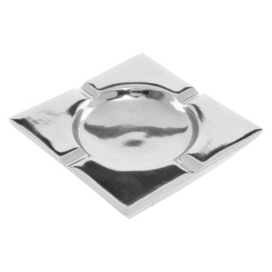 Orsina Churchill Nickel Finish Square Ashtray – Silver & White