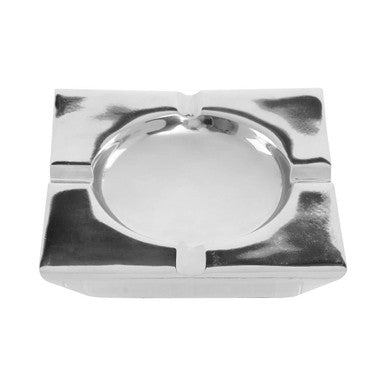 Orsina Churchill Nickel Finish Square Ashtray – Silver & White