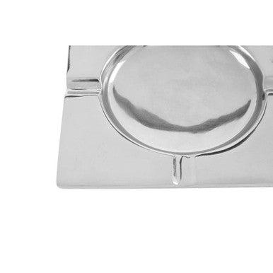Orsina Churchill Nickel Finish Square Ashtray – Silver & White