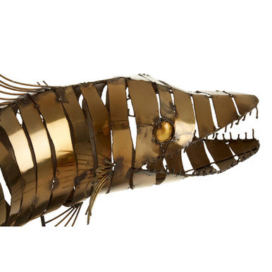 Orsina Zania Barracuda Sculpture – Gold Stainless Steel Fish Decor