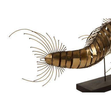 Orsina Zania Barracuda Sculpture – Gold Stainless Steel Fish Decor