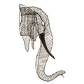 Orsina Zania Elephant Head - Minimalist Black Steel Wire Wall Art