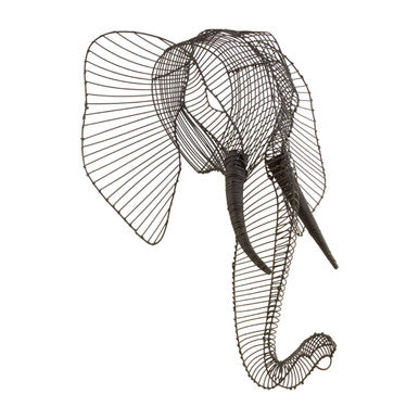Orsina Zania Elephant Head - Minimalist Black Steel Wire Wall Art