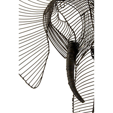 Orsina Zania Elephant Head - Minimalist Black Steel Wire Wall Art