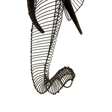 Orsina Zania Elephant Head - Minimalist Black Steel Wire Wall Art