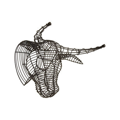 Orsina Zania Black Buffalo Head Sculpture | Modern Metal Wall Art