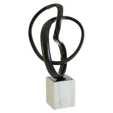 Orsina Mirano Knot Sculpture | Black Nickel & White Marble Base