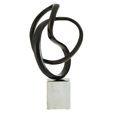 Orsina Mirano Knot Sculpture | Black Nickel & White Marble Base