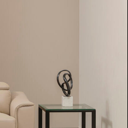 Orsina Mirano Knot Sculpture | Black Nickel & White Marble Base