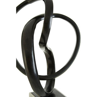 Orsina Mirano Knot Sculpture | Black Nickel & White Marble Base