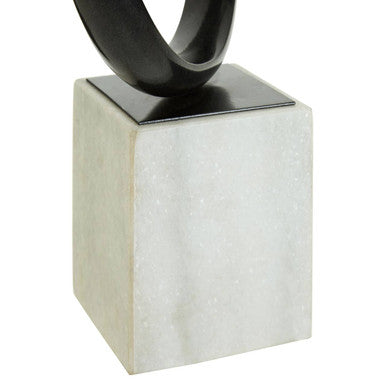 Orsina Mirano Knot Sculpture | Black Nickel & White Marble Base