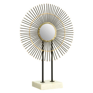 Orsina Mirano Quill Sculpture – Metallic Mirror & Marble Base