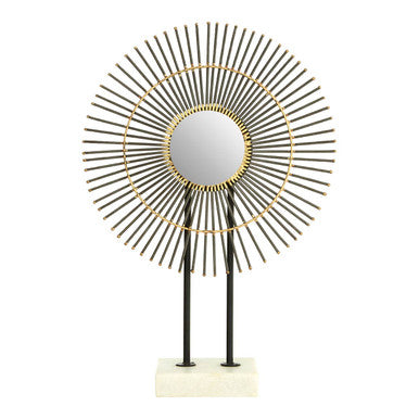 Orsina Mirano Quill Sculpture – Metallic Mirror & Marble Base