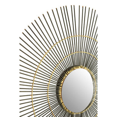 Orsina Mirano Large Quill Sculpture | Black Nickel & Gold Convex Mirror