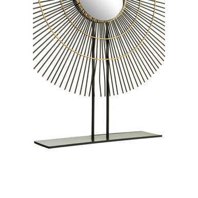 Orsina Mirano Large Quill Sculpture | Black Nickel & Gold Convex Mirror