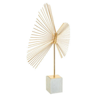 Orsina Mirano Gold Spiral Sculpture with White Marble Base