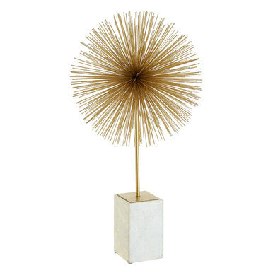 Orsina Mirano Starburst Sculpture – Gold Finish with White Marble Base
