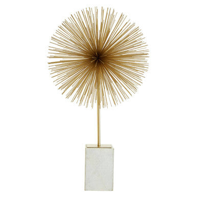 Orsina Mirano Starburst Sculpture – Gold Finish with White Marble Base