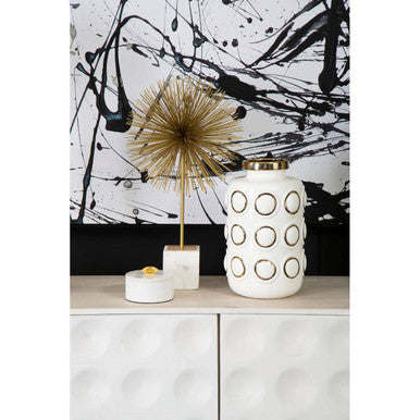 Orsina Mirano Starburst Sculpture – Gold Finish with White Marble Base