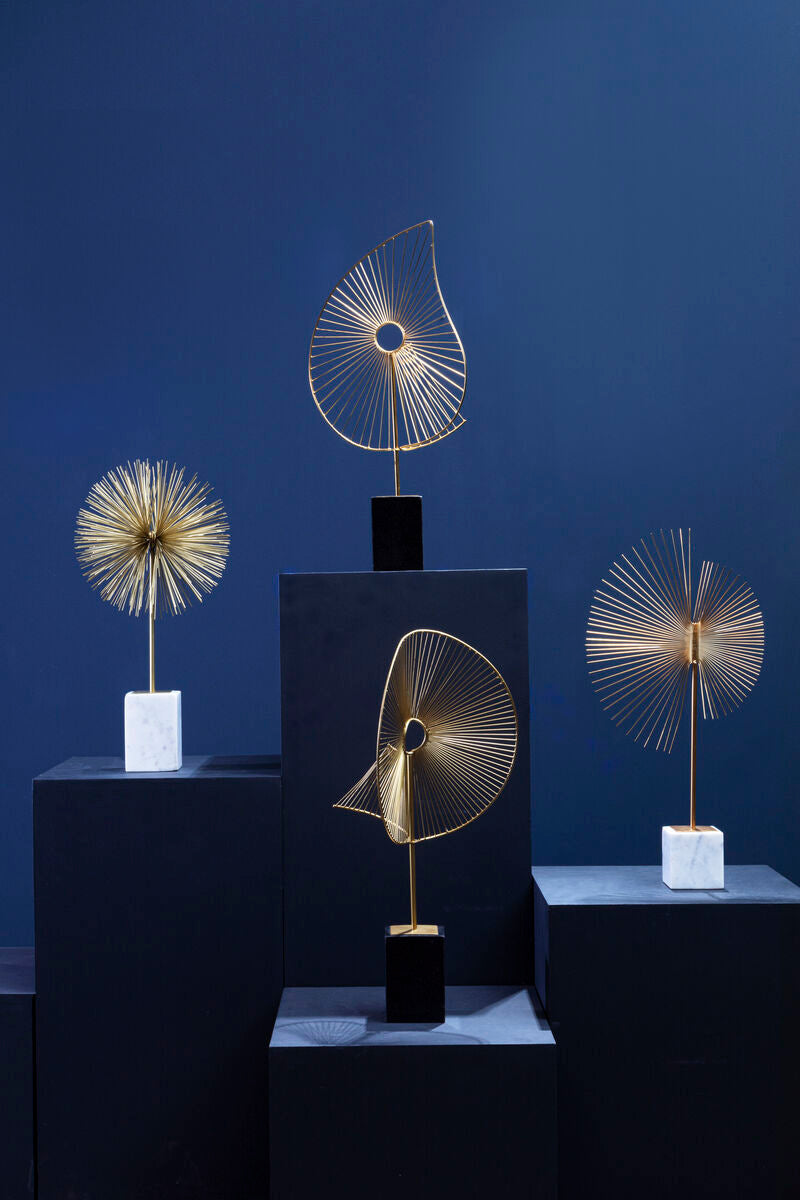 Orsina Mirano Starburst Sculpture – Gold Finish with White Marble Base