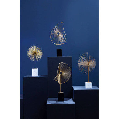 Orsina Mirano Starburst Sculpture – Gold Finish with White Marble Base