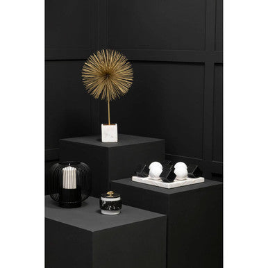 Orsina Mirano Starburst Sculpture – Gold Finish with White Marble Base