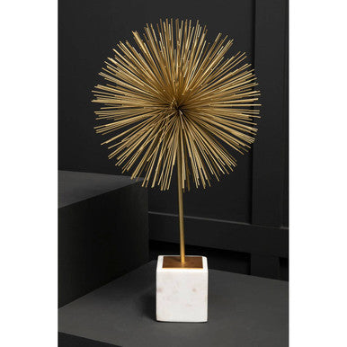 Orsina Mirano Starburst Sculpture – Gold Finish with White Marble Base
