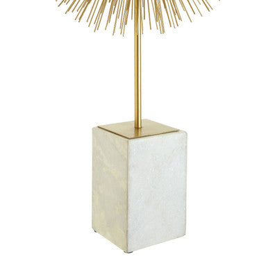 Orsina Mirano Starburst Sculpture – Gold Finish with White Marble Base