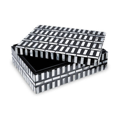 Orsina Bria Large Shell Inlay Trinket Box – Black and White Jewelry Box
