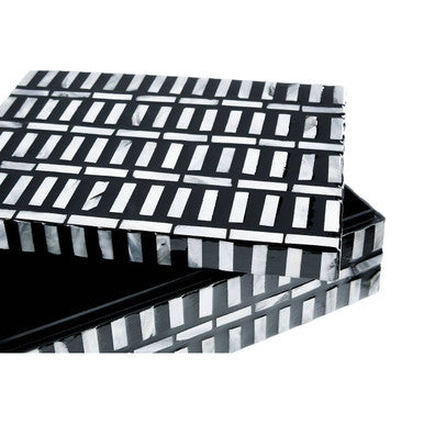 Orsina Bria Large Shell Inlay Trinket Box – Black and White Jewelry Box