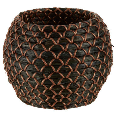 Orsina Bora Seagrass Basket Planter – Black and Copper Woven Pot