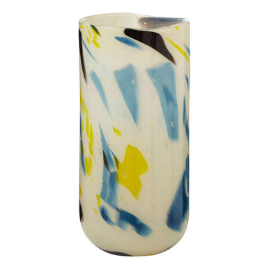 Orsina Carra Large Abstract Glass Vase – Off-White Terrazzo Design