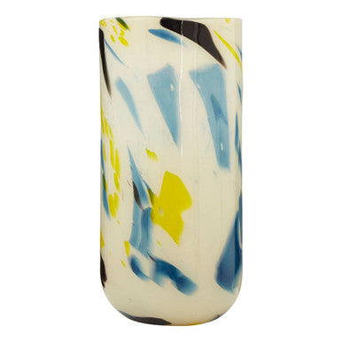 Orsina Carra Large Abstract Glass Vase – Off-White Terrazzo Design