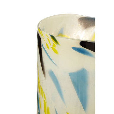 Orsina Carra Large Abstract Glass Vase – Off-White Terrazzo Design