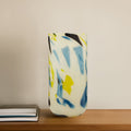 Orsina Carra Large Abstract Glass Vase – Off-White Terrazzo Design