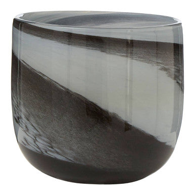 Orsina Carra Glass Planter – Grey and Black Brushstroke Modern Pot