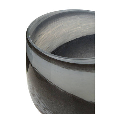 Orsina Carra Glass Planter – Grey and Black Brushstroke Modern Pot