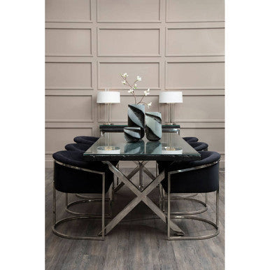 Orsina Carra Large Glass Vase – Grey and Black Brushstroke Decor