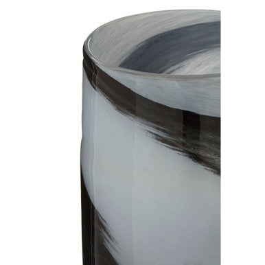 Orsina Carra Large Glass Vase – Grey and Black Brushstroke Decor