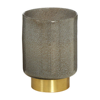 Orsina Cleo Small Grey Glass Vase with Brass Base – Modern Decor