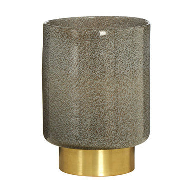 Orsina Cleo Small Grey Glass Vase with Brass Base – Modern Decor