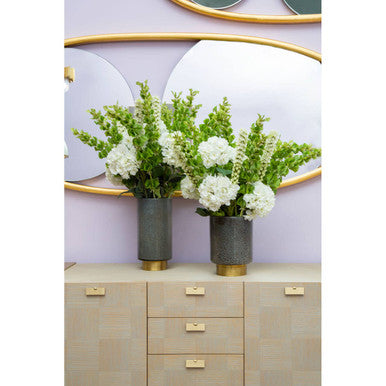 Orsina Cleo Small Grey Glass Vase with Brass Base – Modern Decor