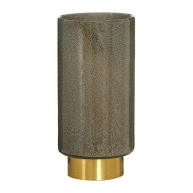 Orsina Cleo Large Grey Glass Vase with Brass Base – Modern Decor
