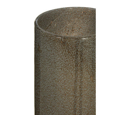 Orsina Cleo Large Grey Glass Vase with Brass Base – Modern Decor