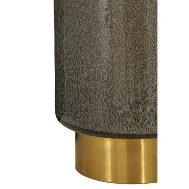 Orsina Cleo Large Grey Glass Vase with Brass Base – Modern Decor