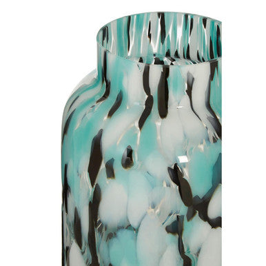 Orsina Calla Medium Speckle Glass Vase – Turquoise & Black Decor